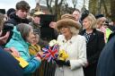 Queen Camilla meets well-wishers after attending the Royal Maundy Service at Worcester Cathedral (Justin Tallis/PA)
