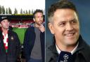 Wrexham AFC chairmen Rob McElhenney and Ryan Reynolds and (right) Michael Owen.