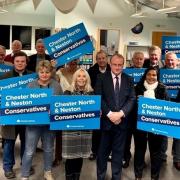 Cllr Simon Eardley (in suit and tie) has been chosen as the Conservative candidate for Chester North and Neston in the next election. Picture: Chester North & Neston Conservatives.