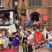 Chester Pride parade in the city centre.