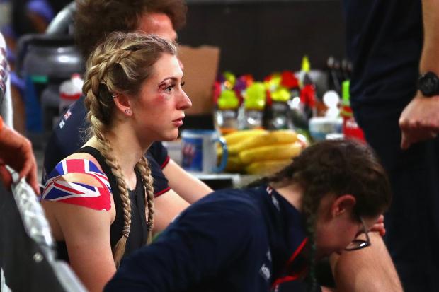 Laura Kenny suffered another heavy spill in an omnium race