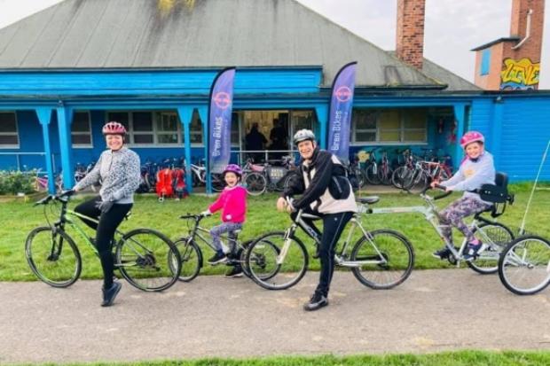 The Chester family say their little girl Isla (pictured far right) is becoming a cycling legend on the Chester Greenway. All photos: Kate Francis.
