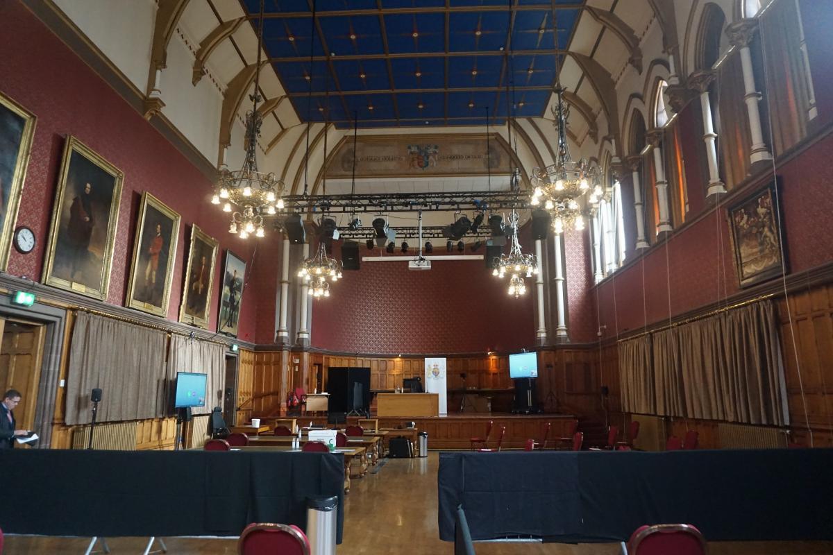 Inside the Chester Town Hall Nightingale Courtroom 2. Photo taken with permission while the court was not sitting.