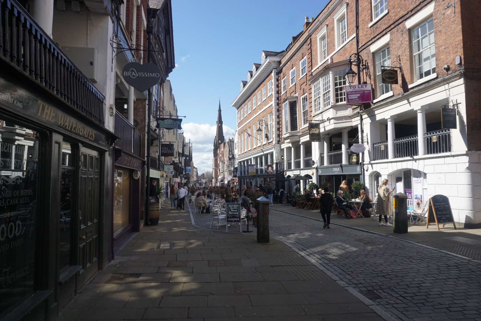 Watergate Street was busy as businesses reopened on Monday, April 12.