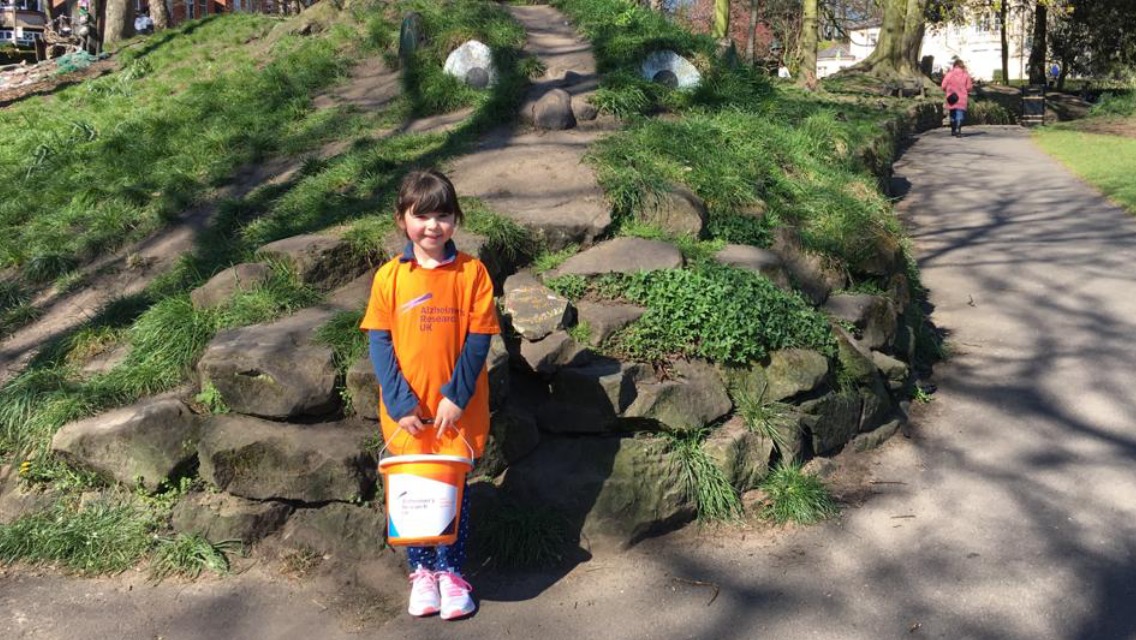 Heidi Barker, six, is tackling a virtual walk from Lands End to John OGroats in aid of Alzheimers Research UK.