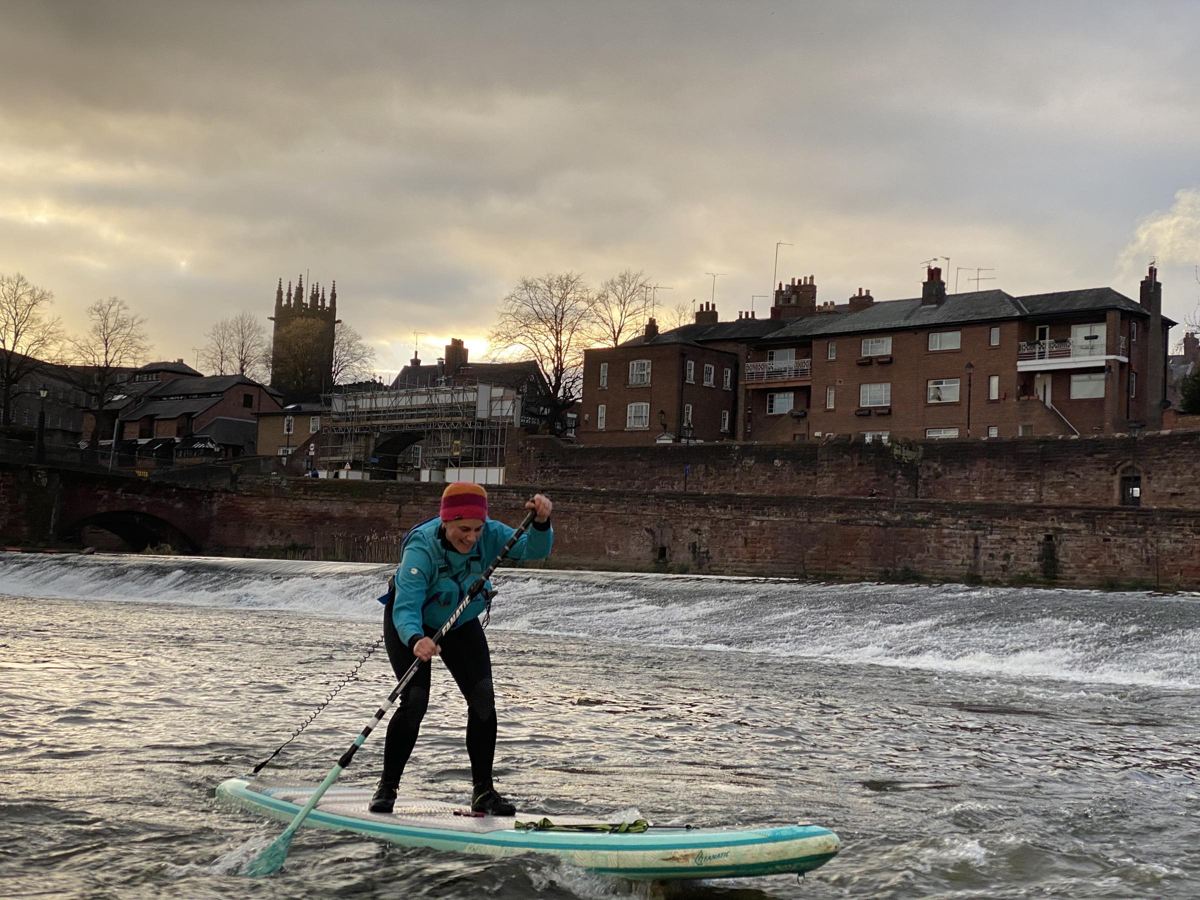 Stand up paddleboarding on the River Dee, Chester.