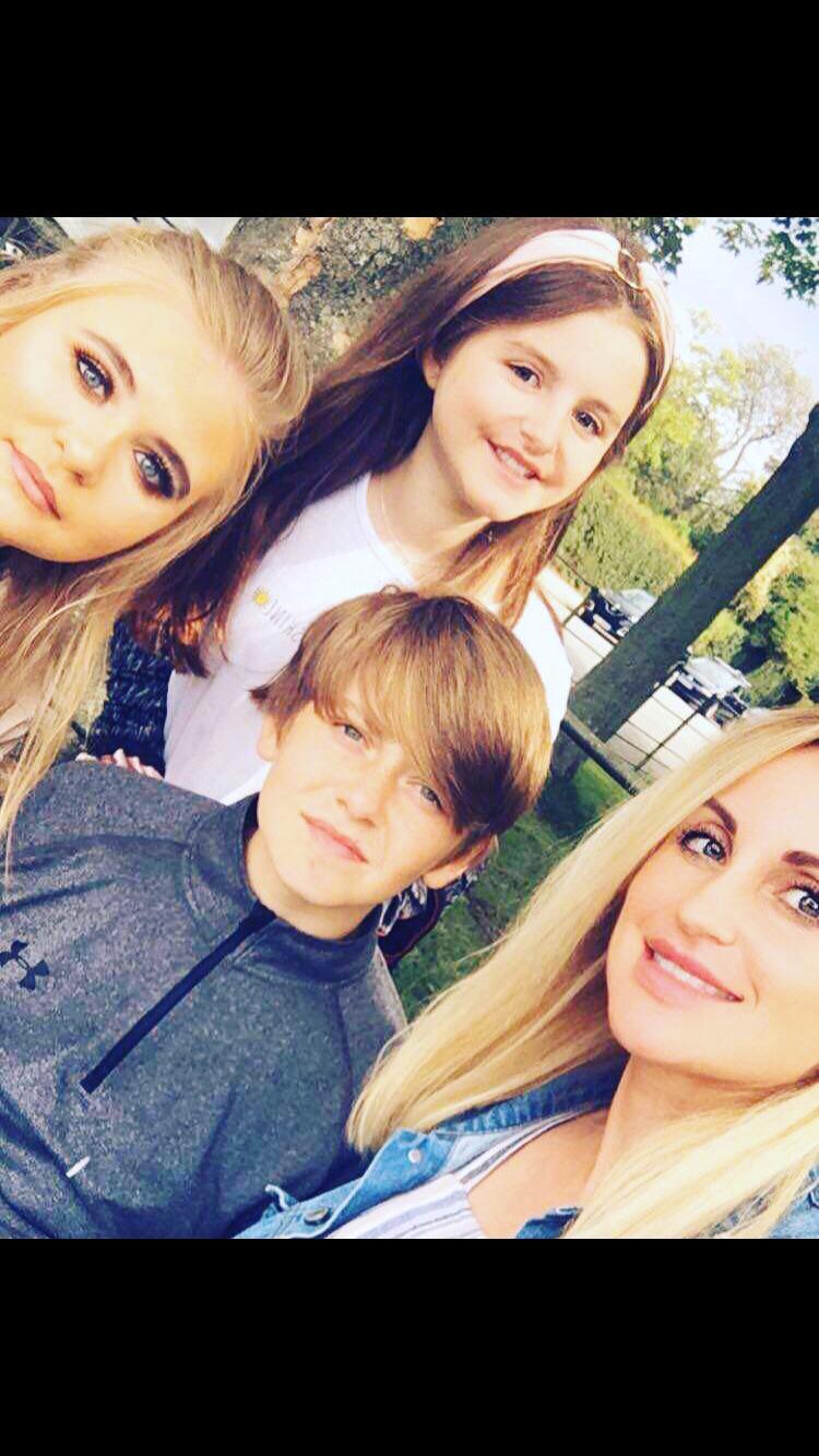 Jade with her children, Megan (19), Kieran (15) and Lucy (13)