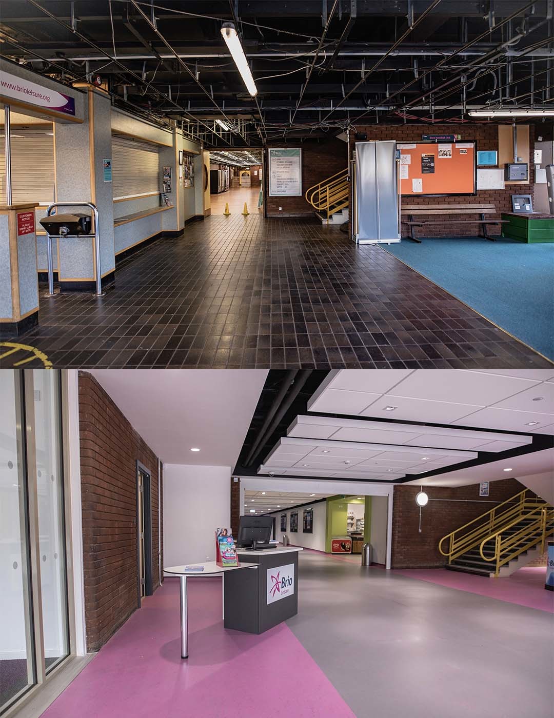 What Northgate Arena looked like before and after the first phase of its transformation.