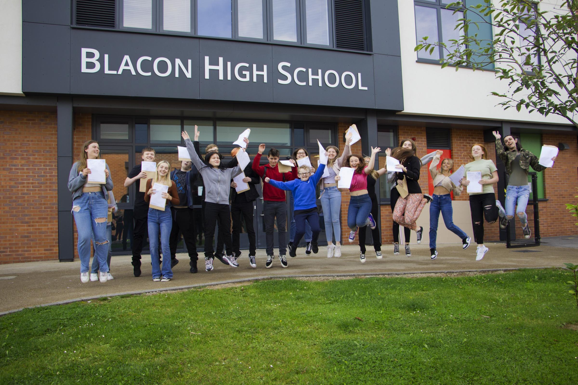 Blacon High School pupils celebrate their GCSE results.