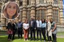 Mark Tami MP with Jade’s family and friends at Westminster in June 2022 and, inset, Jade Ward.