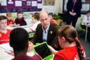 Prince William in a lesson focusing on the Gresford Colliery Disaster at All Saint's School.