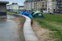 'Homeless campsite' in Rhyl - there are now three tents in place. The photo was taken on Tuesday, March 12