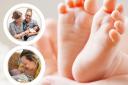 Inset - Nicola Ward and Holly Owen and main picture - little newborn feet!