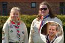 Amy Main from Llanrwst (on the right) with Emma Hughes (from another part of Wales). Inset, Bear Grylls