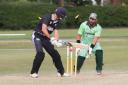 Chester Boughton Hall Cricket Club host the LMS World Series. Pic:  New Zealand's James Franklin is bowled by Pakistan's Mubashar Bhatti after scoring three runs. GA070818A.