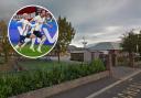 Whitby Heath Primary School (Google Street View). Inset, Harry Kane celebrates his semi final winning strike (PA image. Picture by:Mike Egerton)