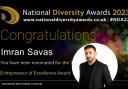 Imran Savas (inset) has been nominated in two categories at the National Diversity Awards.