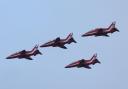Red Arrows flying over Llay previously.