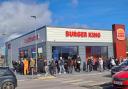 Queues stretch round the block as the new Burger King in Chester opens.