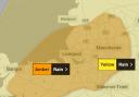 An amber warning is in place for Cheshire West from noon today (Wednesday, May 22).