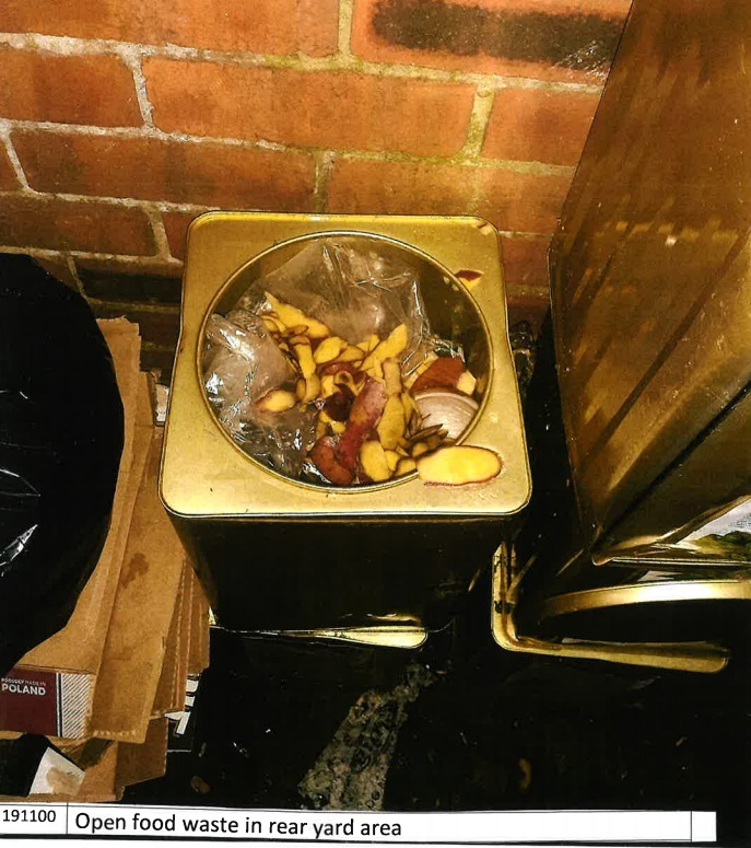 Open food waste at the rear of Chai Station, Brook Street, Chester.