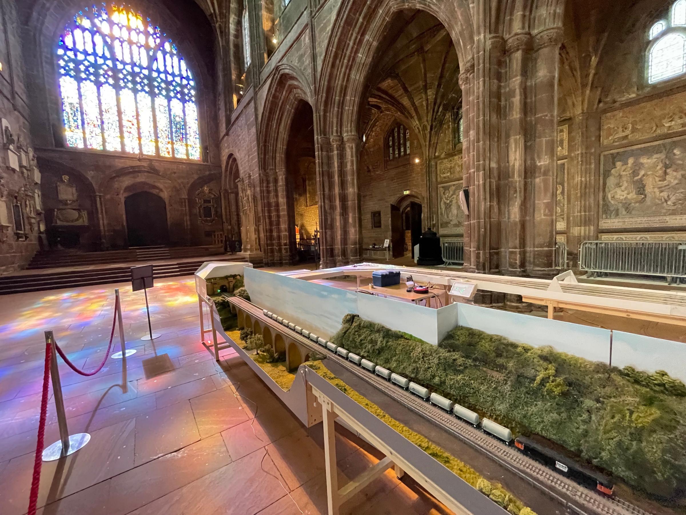 Pete Watermans layout on display at Chester Cathedral