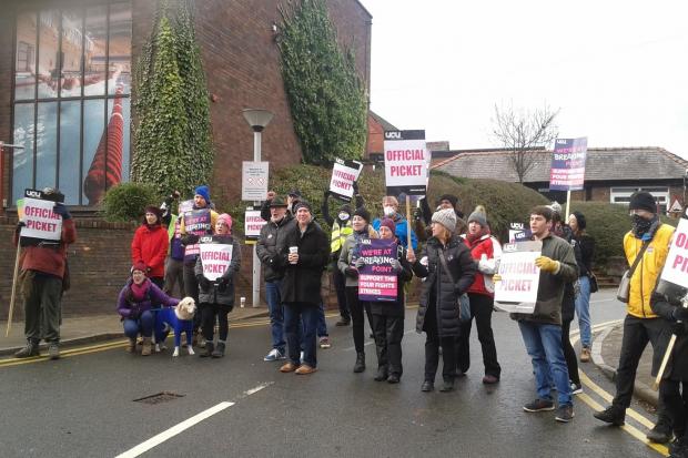Staff at Chester University formed a picket as part of nationwide industrial action.