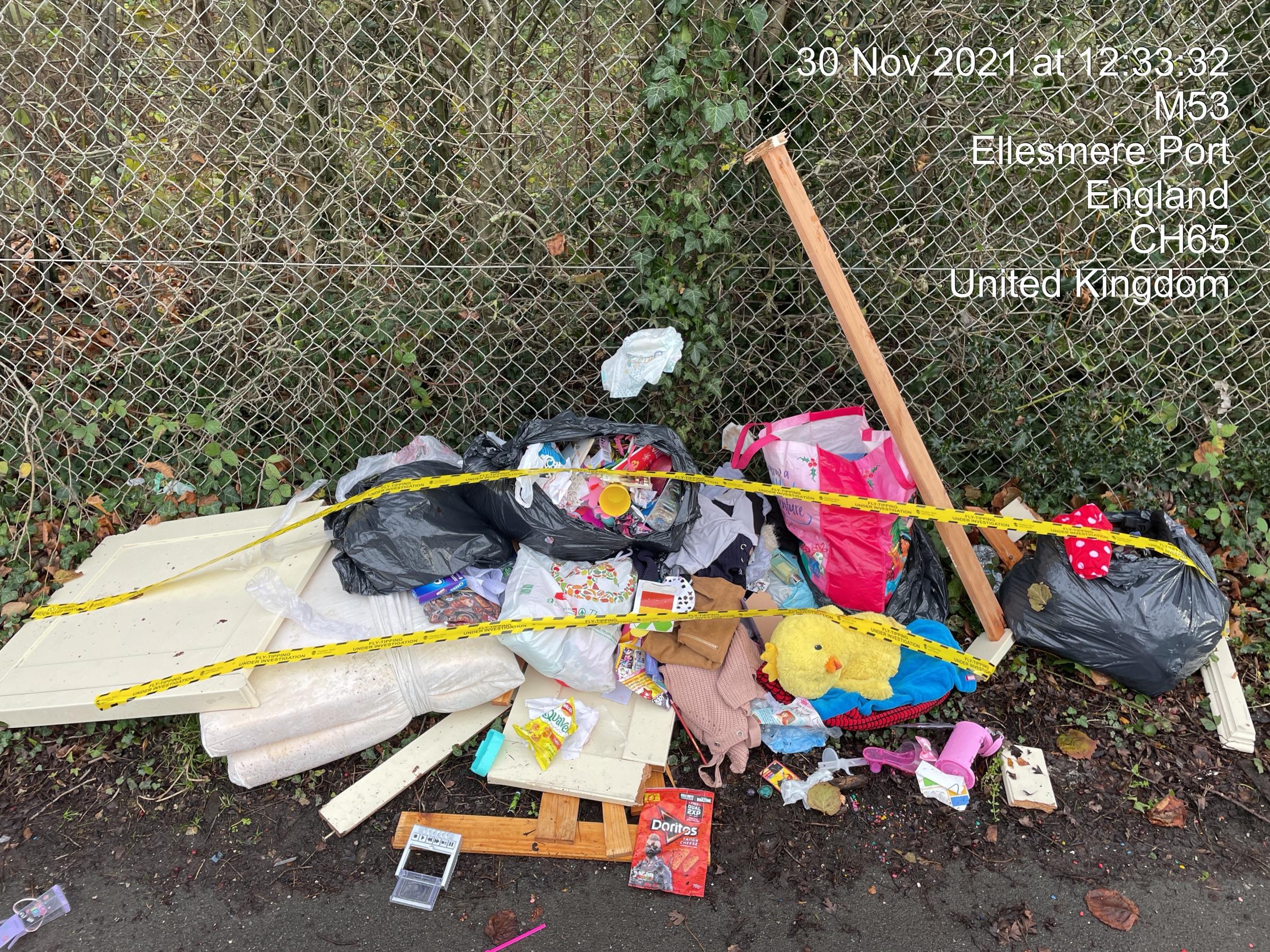 The offender who dumped this waste illegally on the M53 was fined within hours.