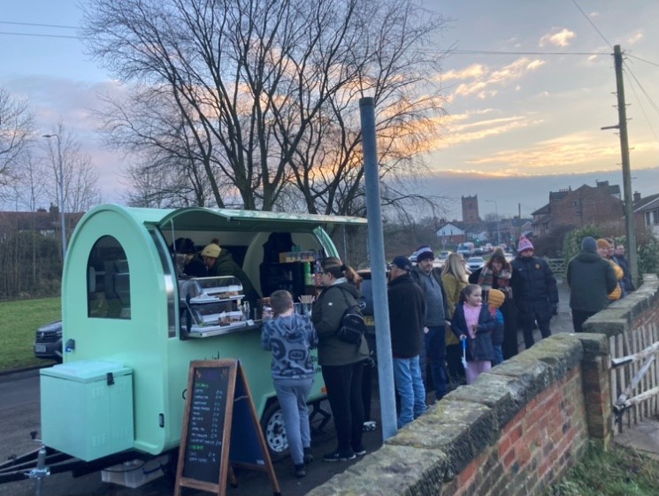 Sister Barista attracted lots of customers at a wassailing event at Crosstown Community Orchard