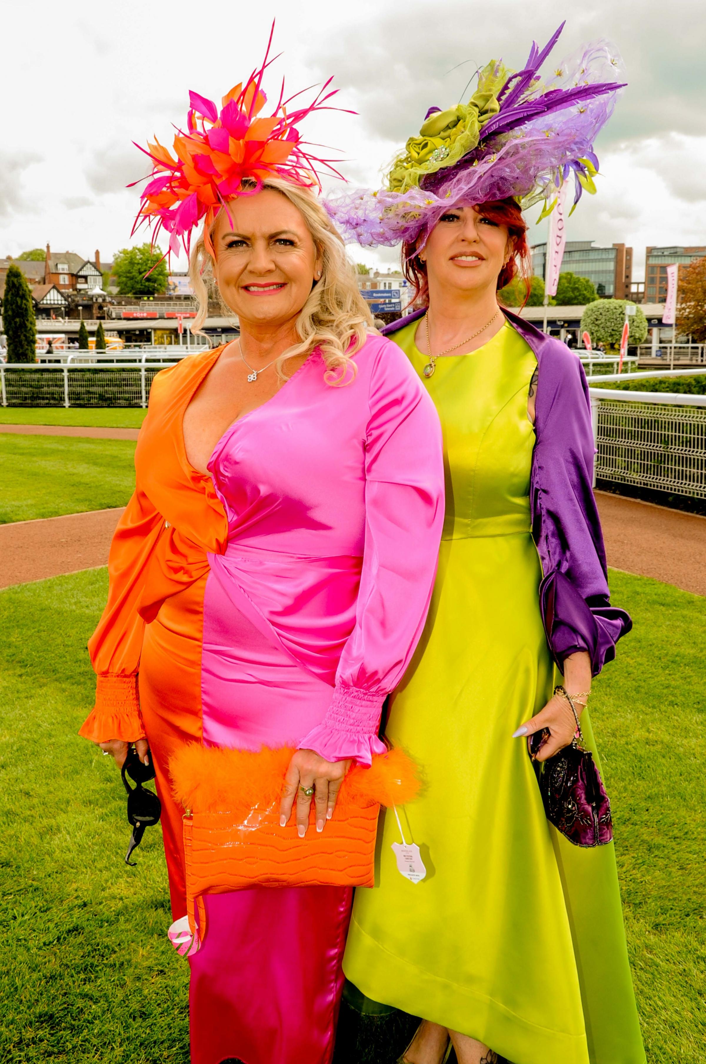 Chester Racecourse, Boodles May Festival Ladies Day. Picture Kerrie Griffin and Carine McClellend. Pictures: Simon Warburton.
