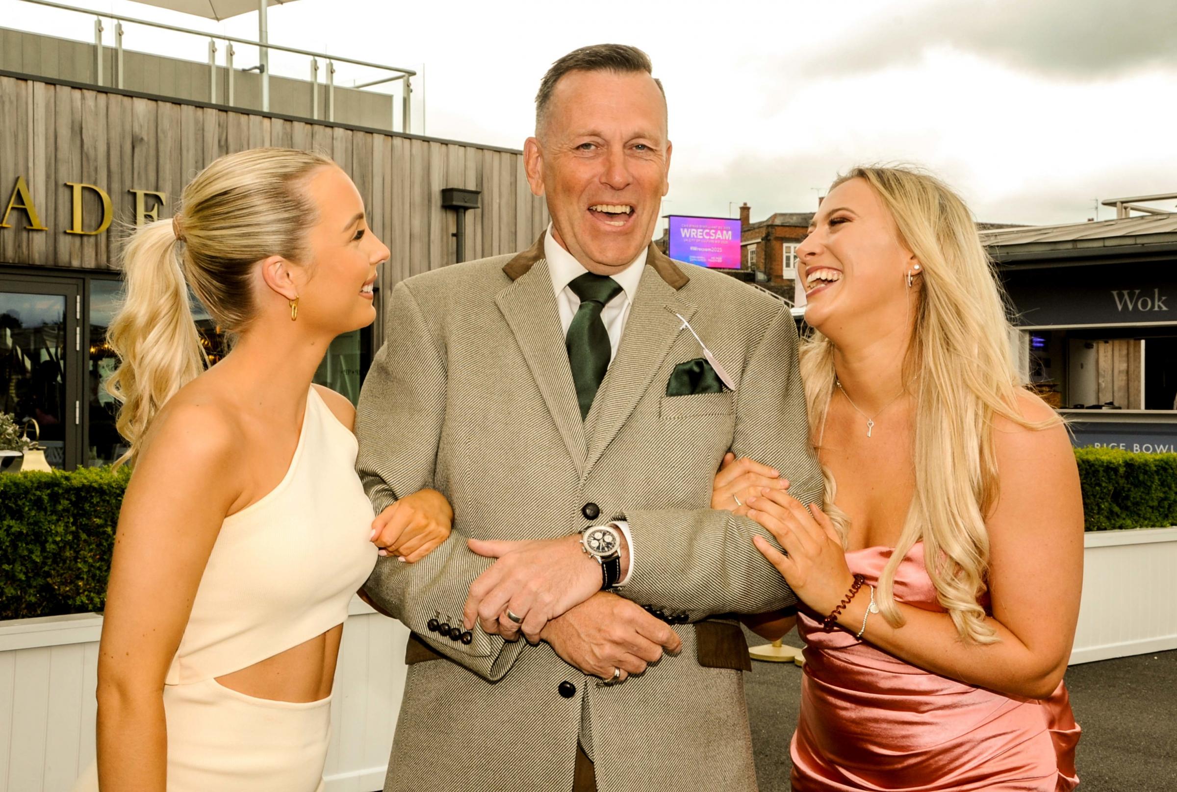 Chester Racecourse, Boodles May Festival Tote Chester Cup Day. Picture Rebecca Duff, Howard Foster and Danielle Goddard. Picture: Simon Warburton.
