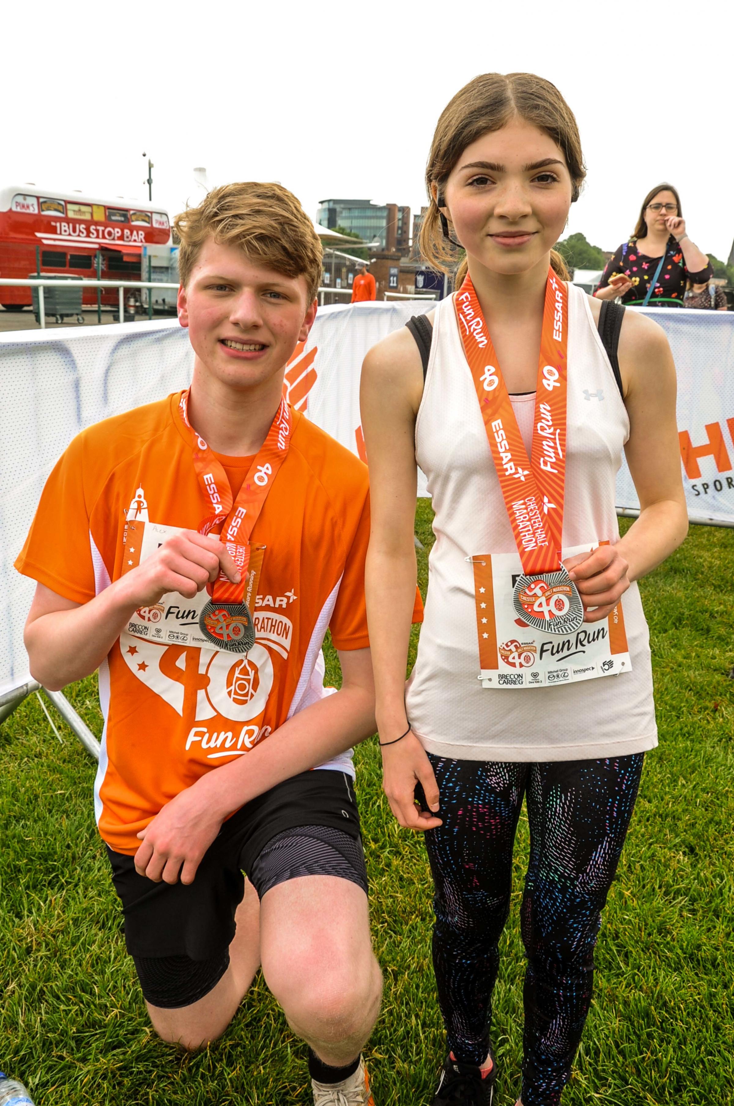 Winners of the Fun Run Alex Young, age 16 and Lucy Hellingsworth, 13.