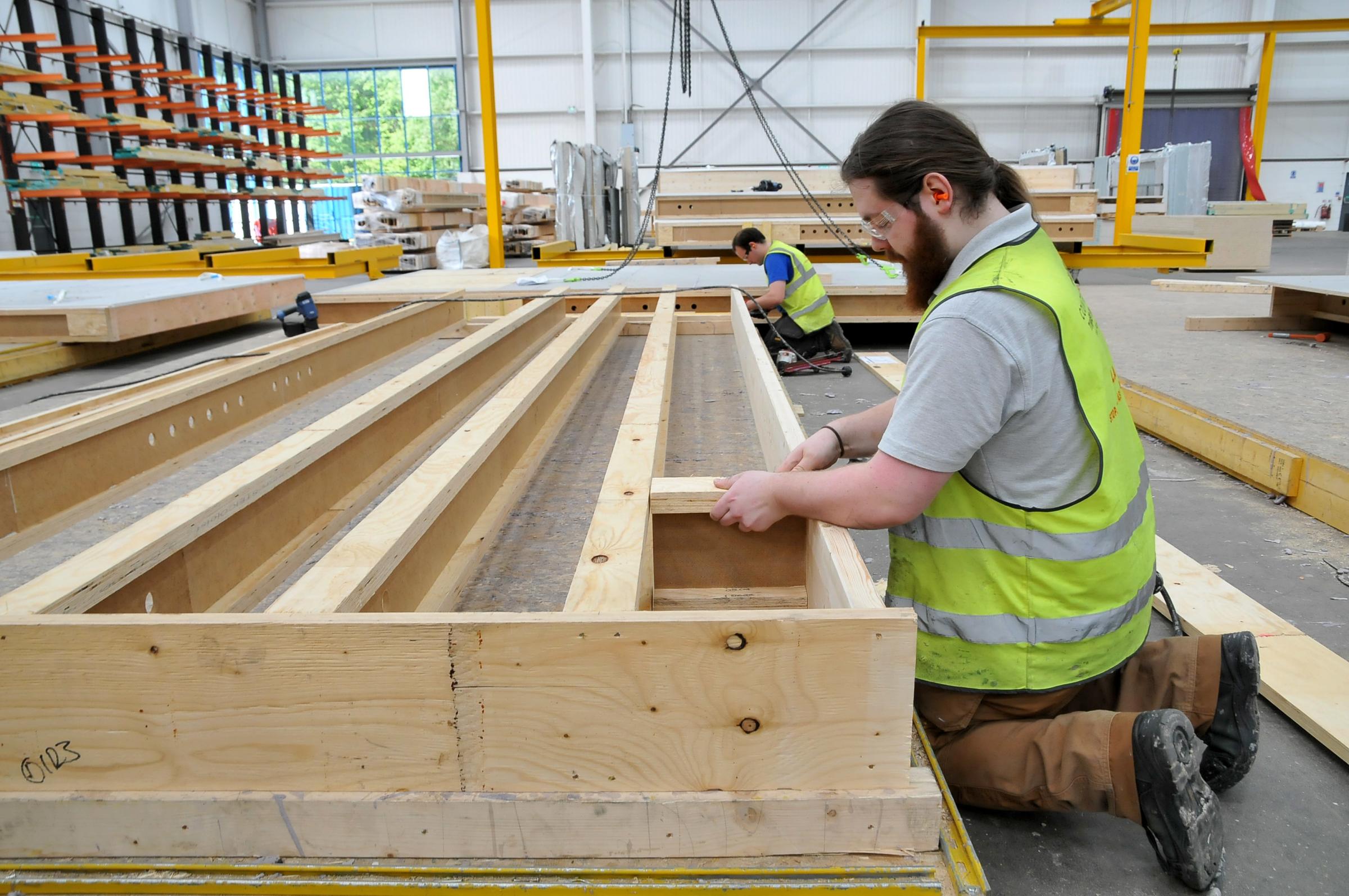 A range of panels are built, from floors to walls
