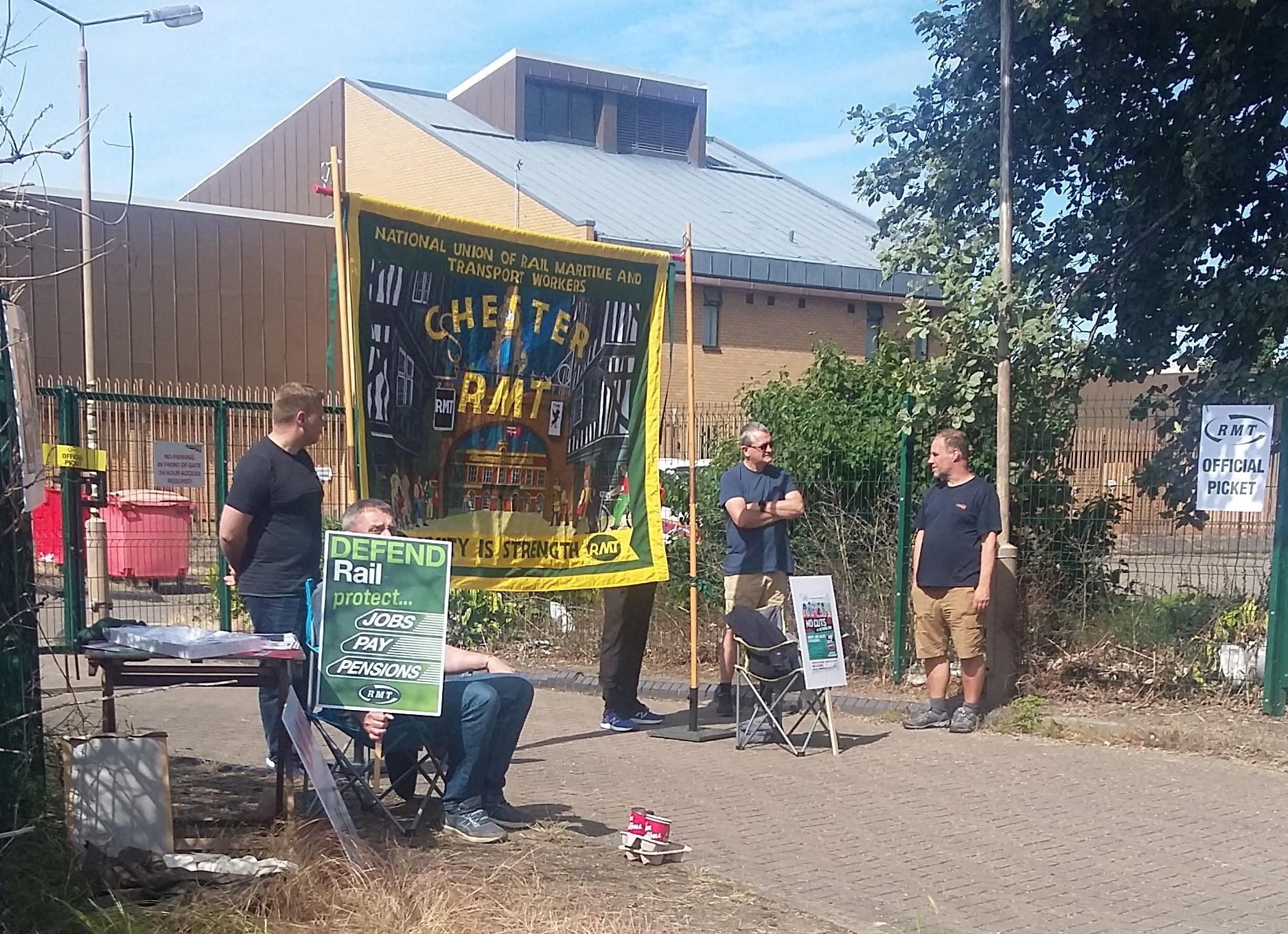 Chester RMT Branch members holding strike action near Chester Railway station on Tuesday. Pictures: Ray McHale.