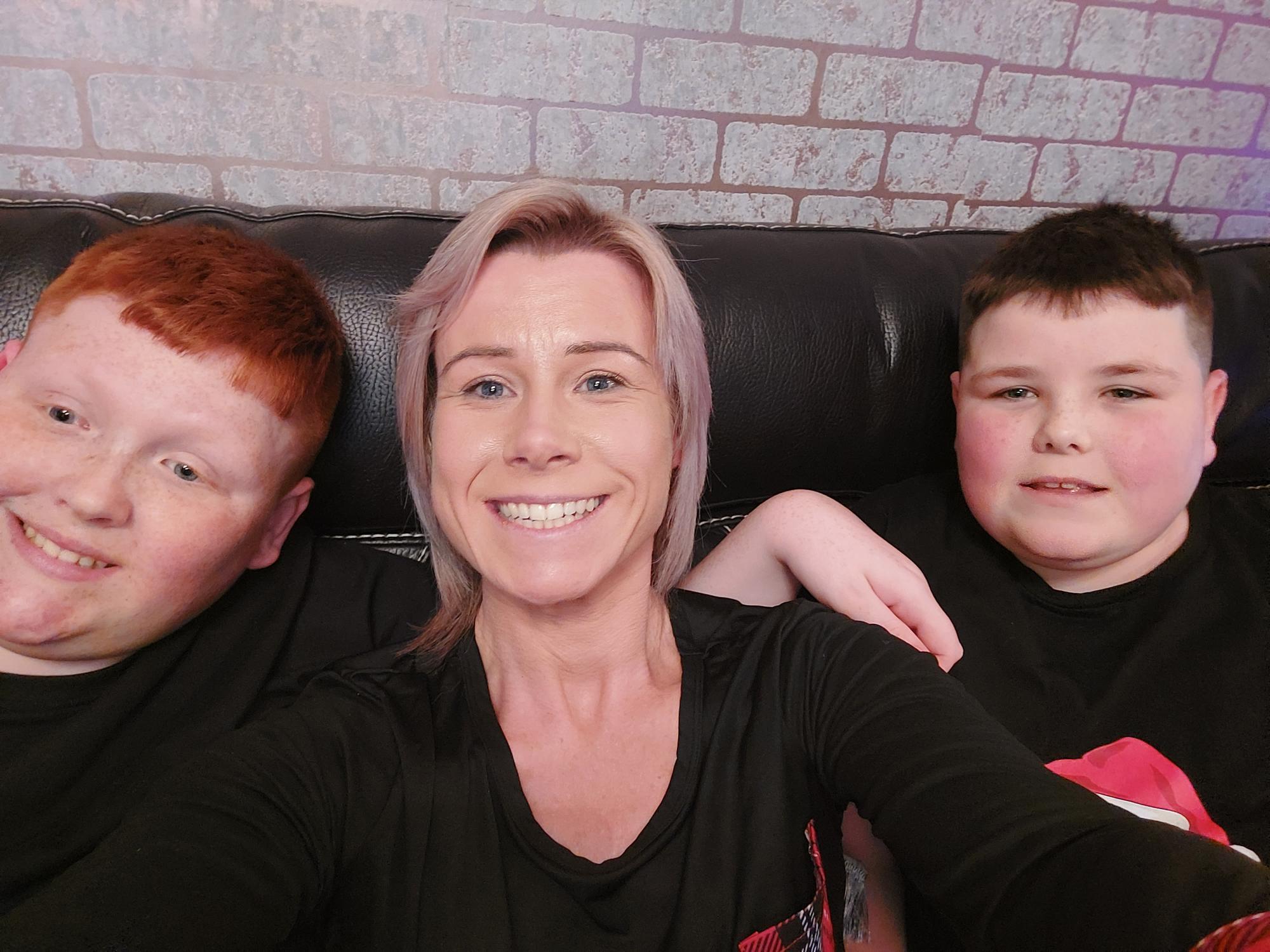 James Eaton, left, with mum Georgia and brother Alfie. Pictures: Ronald McDonald House Charities UK.