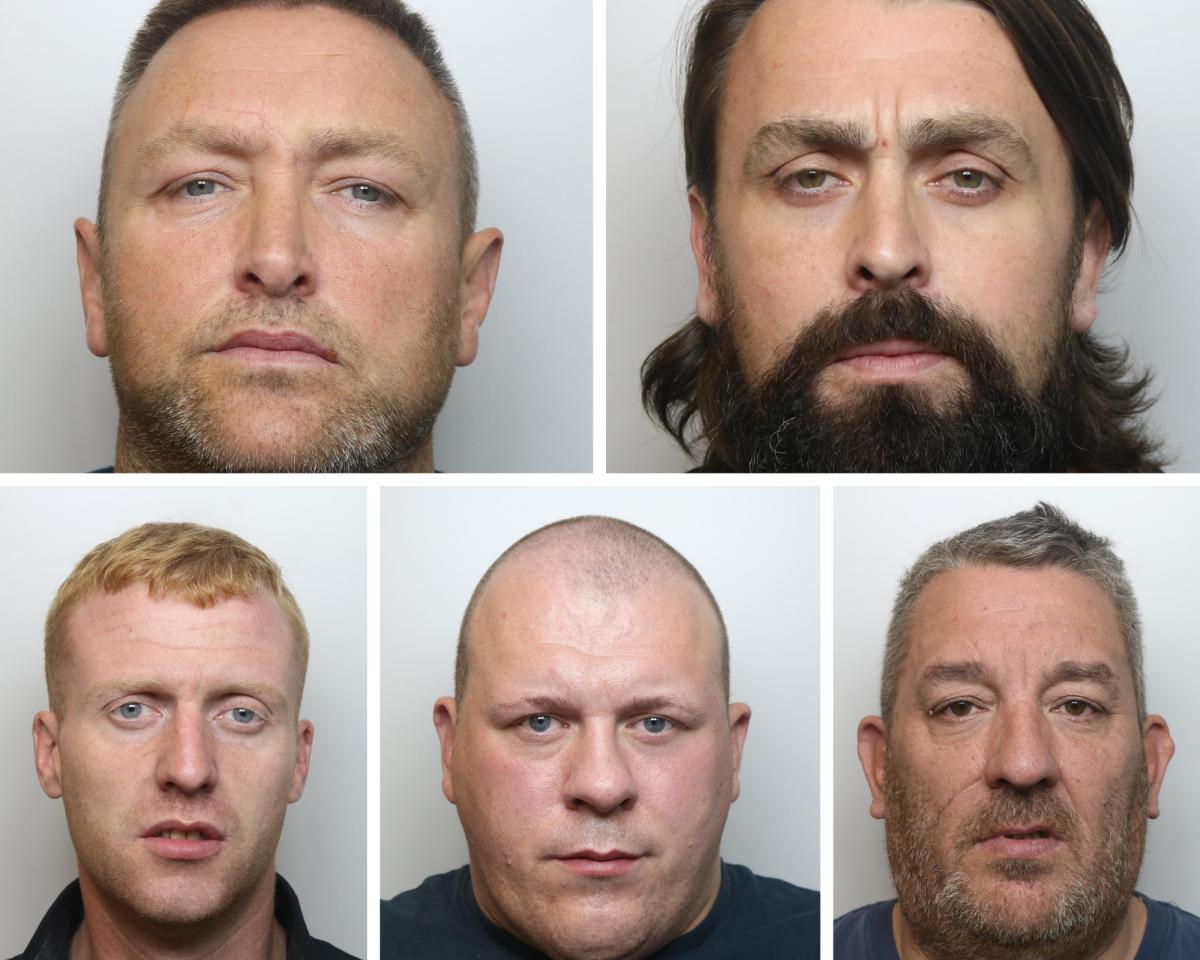 Clockwise from top left: Alan Tobin, John Tobin, Brian McQuillan, Robbie Broughton and Simon Leech were jailed for drugs matters