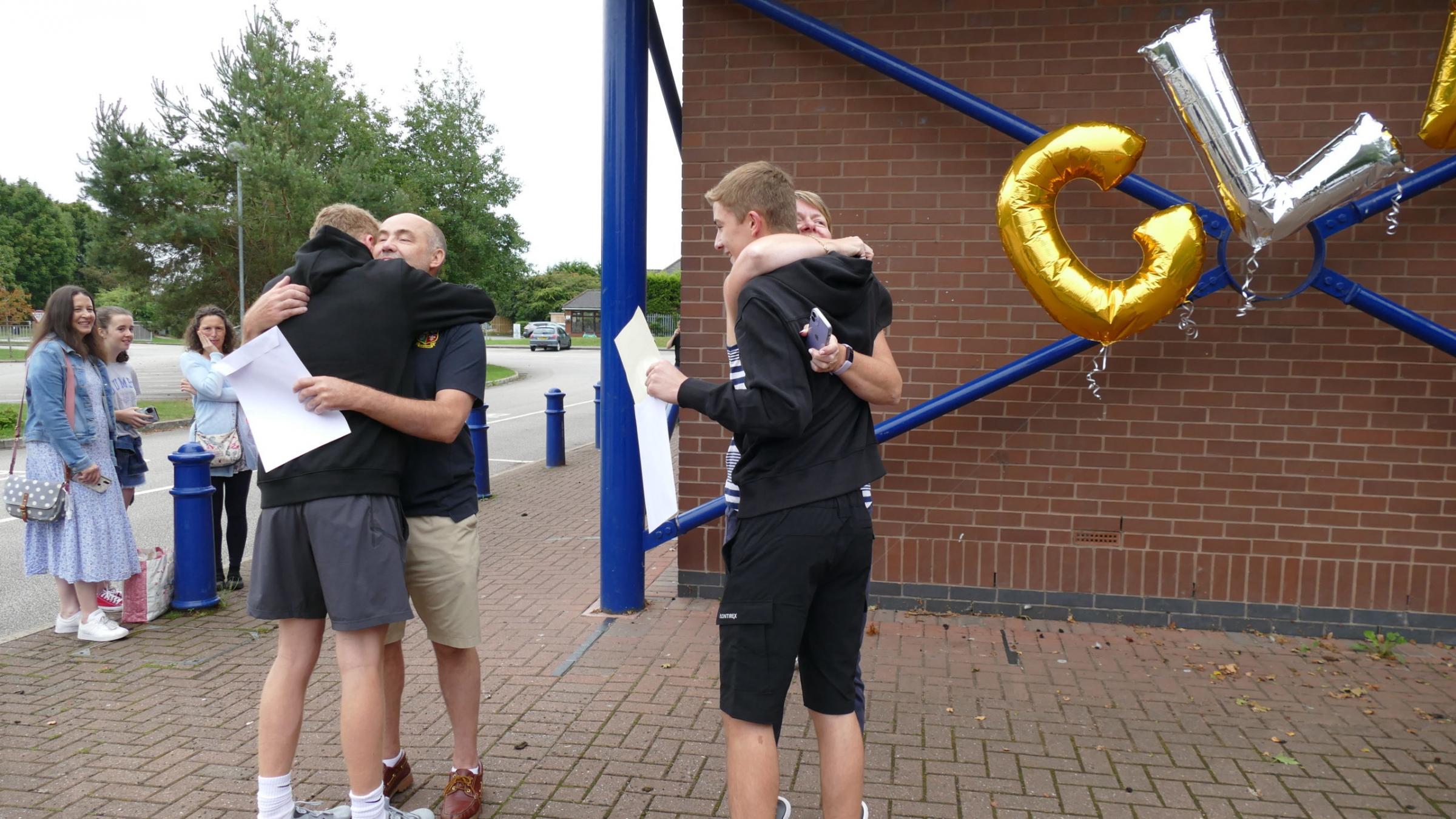 Bishops Blue Coat Church of England High School students celebrate their GCSE results.