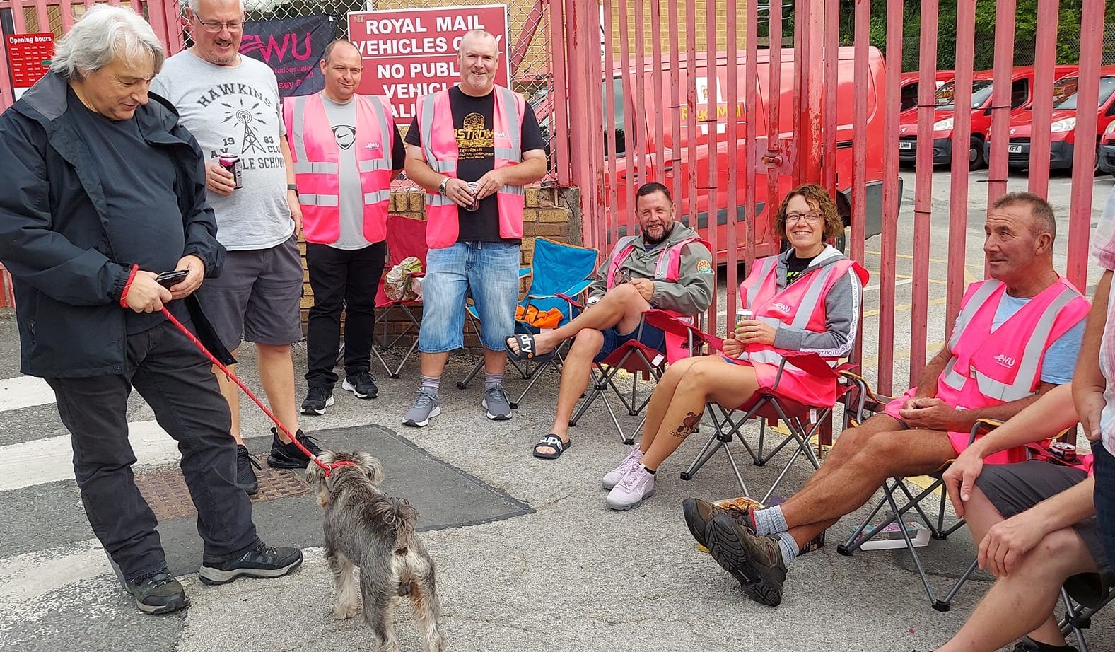 CWU members strike for a better pay deal. Pictured are CWU members on the Neston picket line. Photo by Felicity Dowling.
