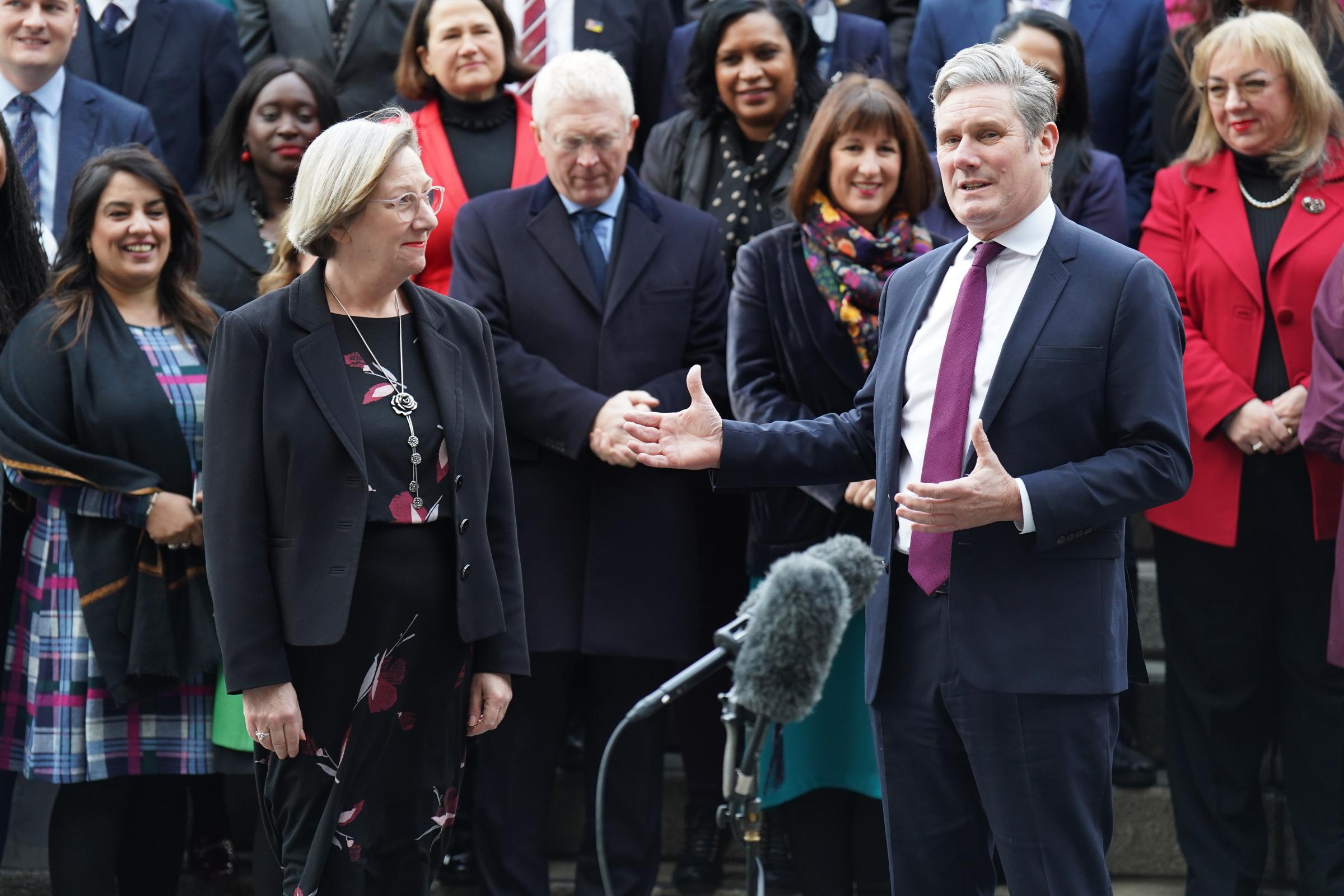 Sir Keir Starmer and members of the Parliamentary Labour Party welcome Samantha Dixon (left) to Parliament in London as the newly elected Labour MP for the City of Chester.