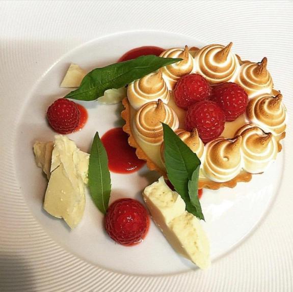 Chester and District Standard: Amalfi tarte, Italian meringue aerated white chocolate raspberry puree, fresh raspberries and lemon verbena Chester and District Standard: Amalfi tarte, Italian meringue aerated white chocolate raspberry puree, fresh raspberries and lemon verbena