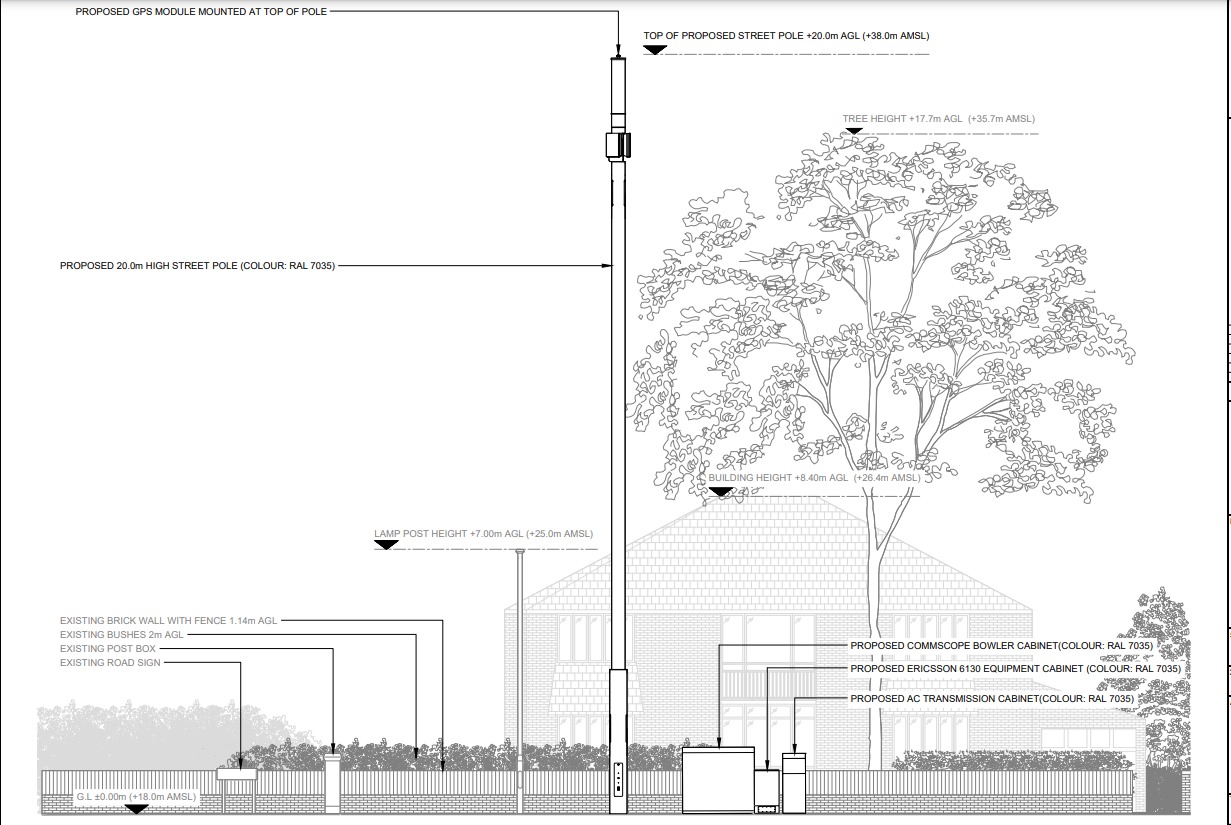The plans showing the scale and location of the proposed 5G phone mast in Handbridge. Source: Planning document.