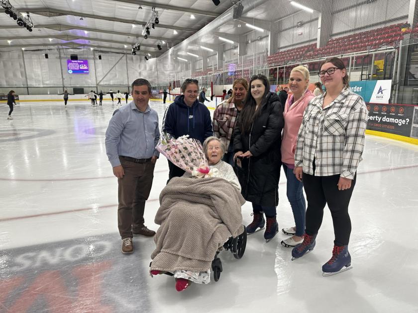 Former skater returns to the ice at Deeside for 100th birthday