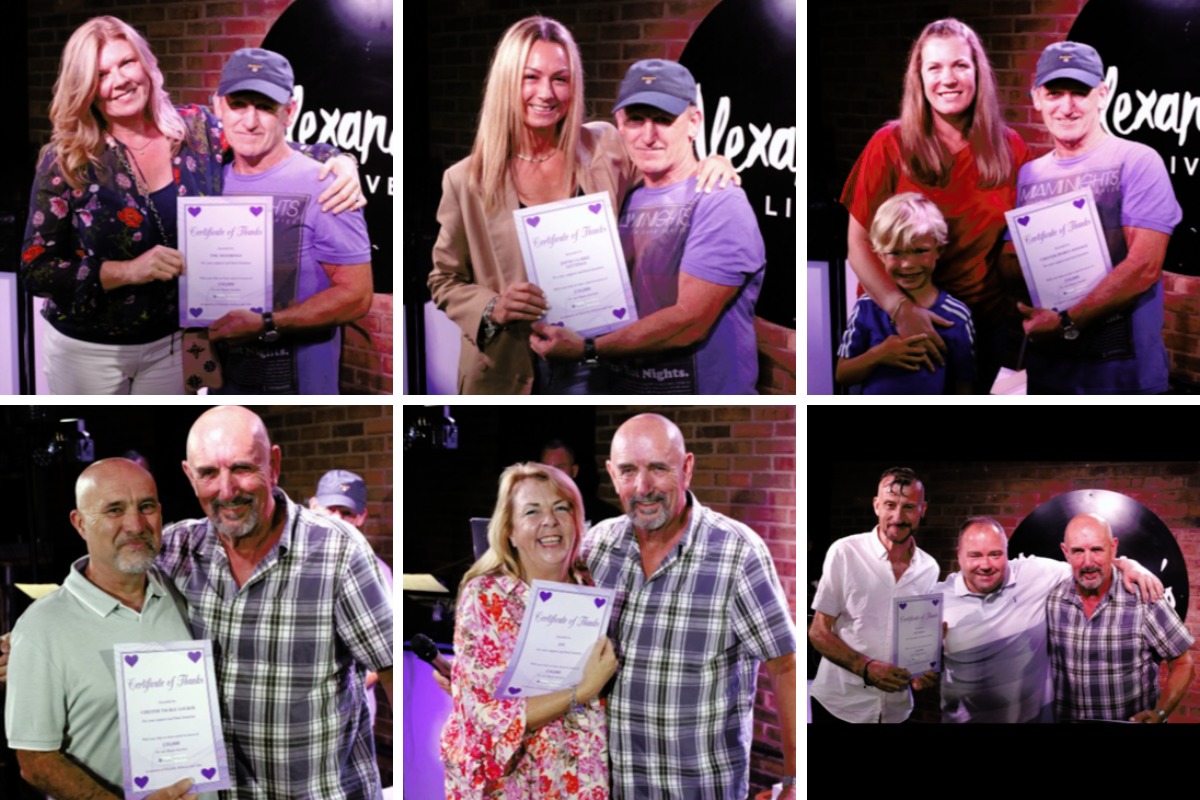 Certificates of thanks are presented at the thanksgiving night, hosted by fundraiser John Jennings at Alexanders Live in Chester.