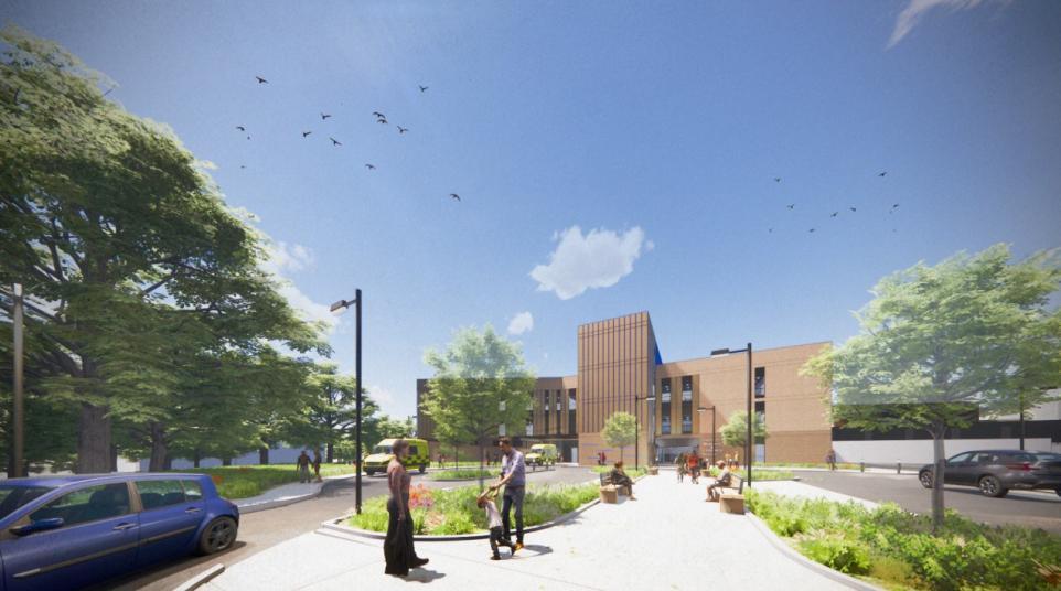 An artists impression of the new Women and Childrens Building at the Countess of Chester Hospital. 