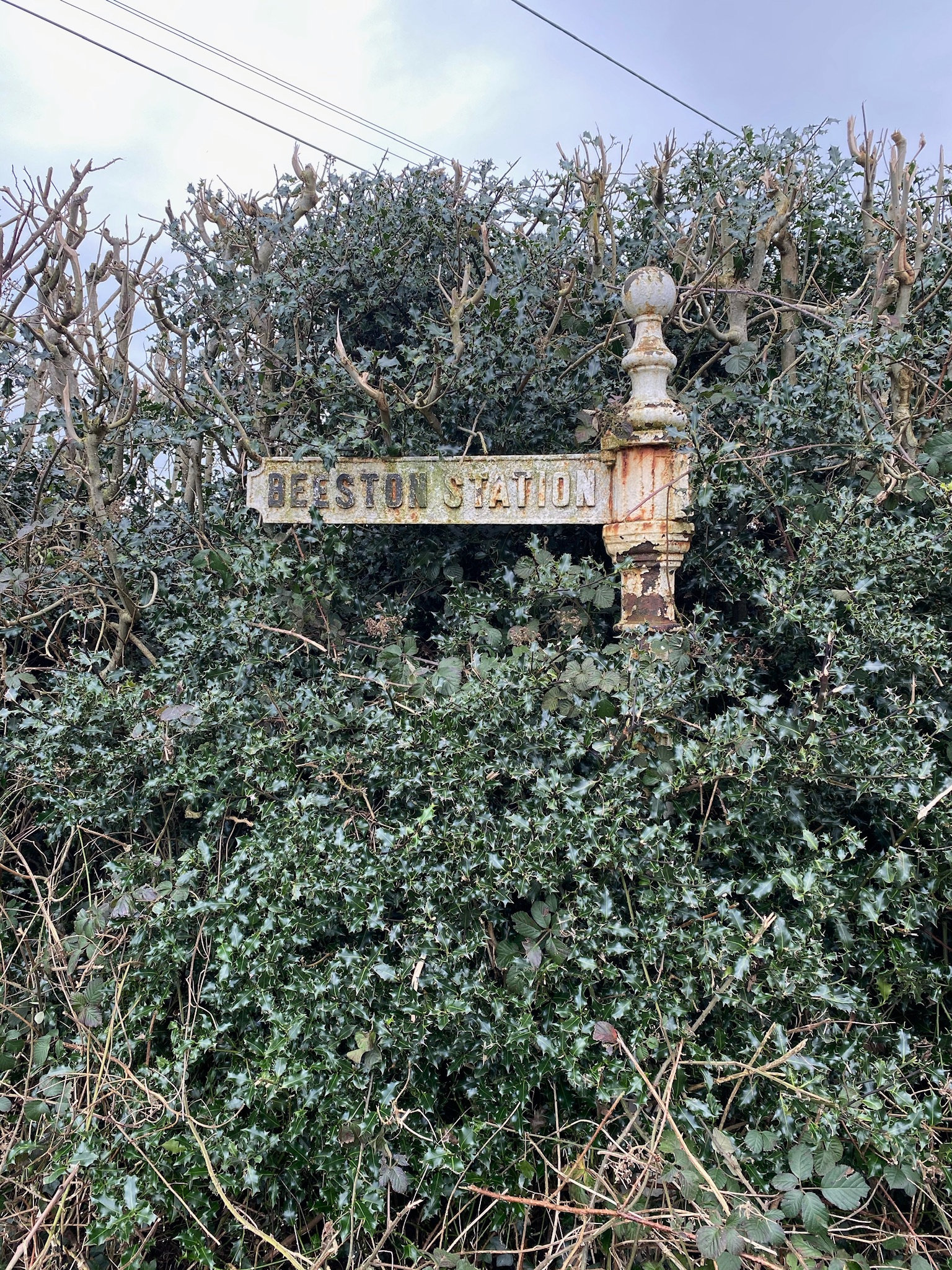 A sign for the former Beeston Station.