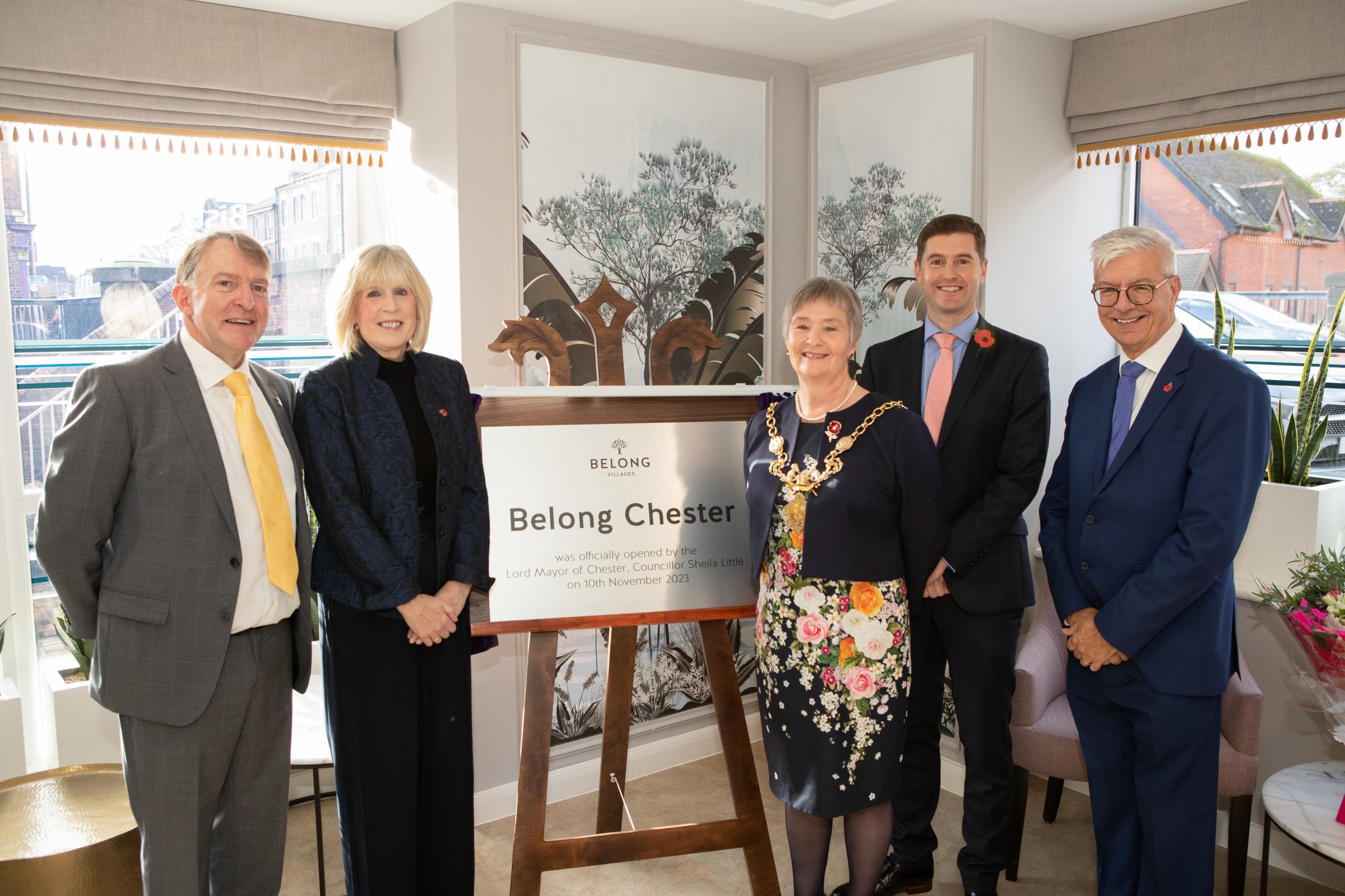 Belong Chester General Manager, Patrick Butler, Ready Generation co-founder Sue Egersdorff, the Lord Mayor of Chester, Sheila Little, Belong CEO, Martin Rix, and Chair of the Belong Board, Robert Armstrong.