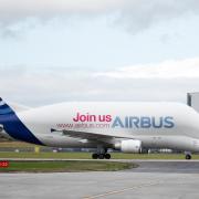 The Beluga landing at Airbus Broughton.