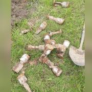 The Second World War training mortars found during building work near Chester. Picture: Cheshire Police Rural Crime Team.