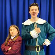 On The Mark Youth Theatre students Takara as Matilda and Joe as Buddy the Elf during a break in rehearsals for Matilda Jr The Musical and Buddy the Elf Jr The Musical, being staged by On The Mark Youth Theatre at Christleton High School.
