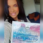 Brow and lash artist Laura Yew, owner of Sassy Doll, with her Brow Awards 2023 finalist certificate.